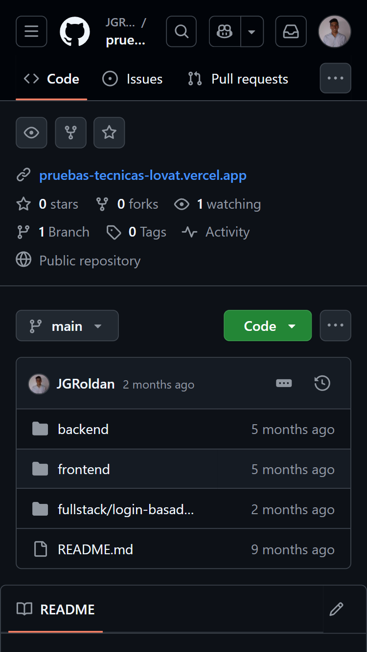 Repositorio de pruebas técnicas
